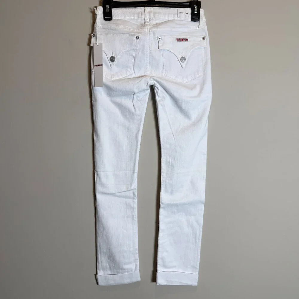 Hudson Bacara Low Rise Crop Straight Leg Cuffed Denim Jeans Women's 24 White NWT